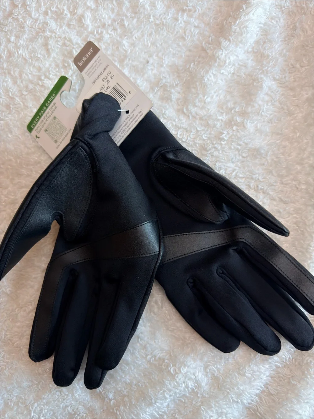 Isotoner Women's L/XL Smart Touch Black Gloves
